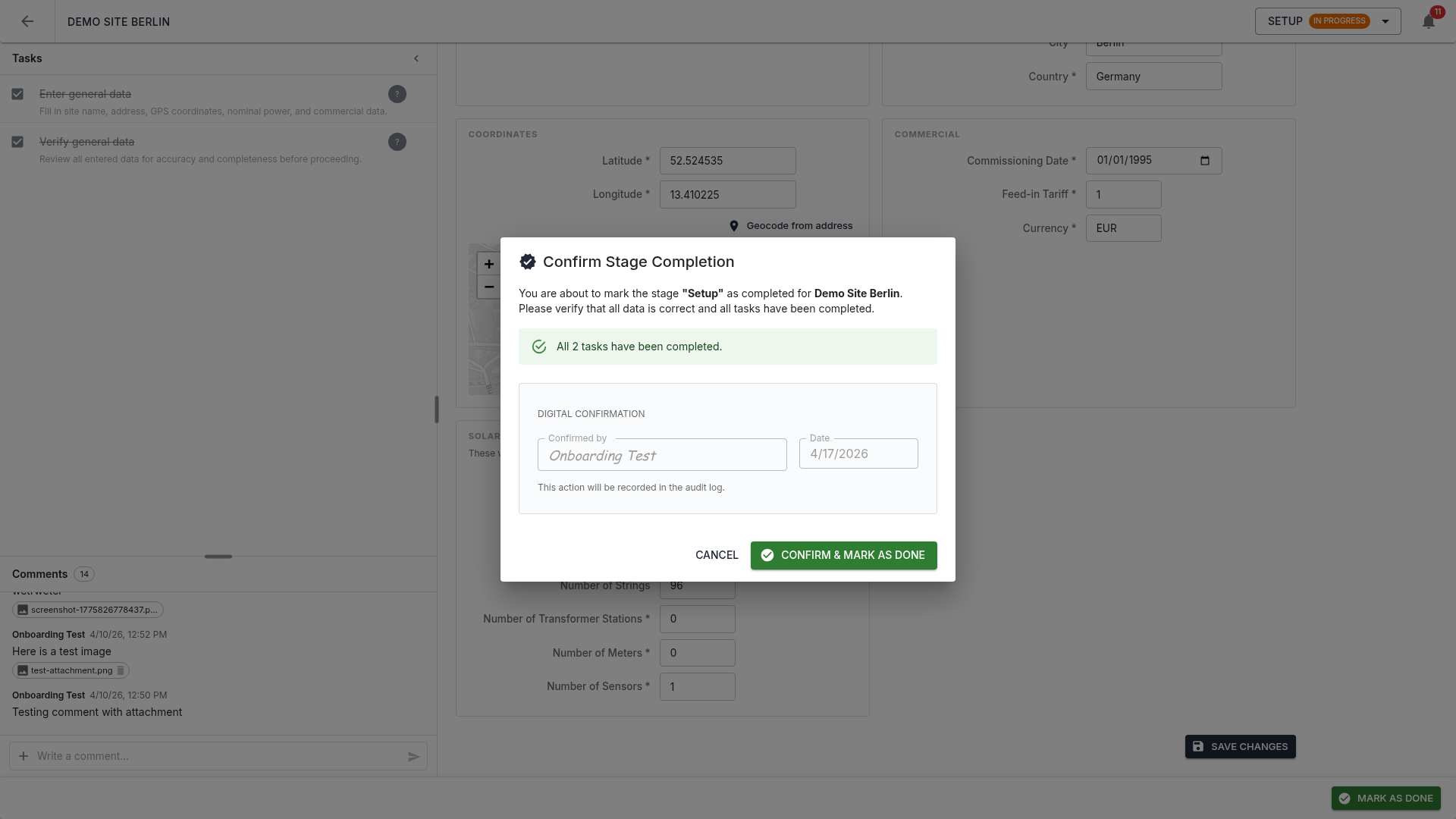 Completion dialog