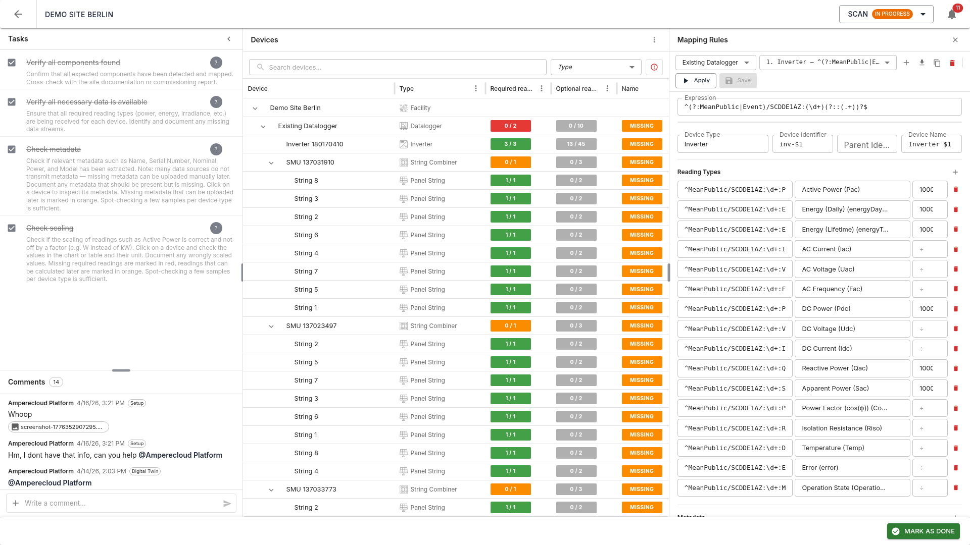 Mapping rule editor